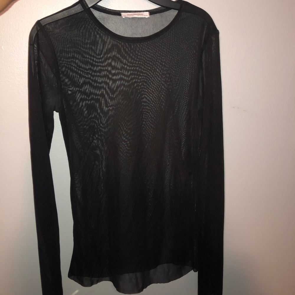 Mesh see-through black long sleeve top
